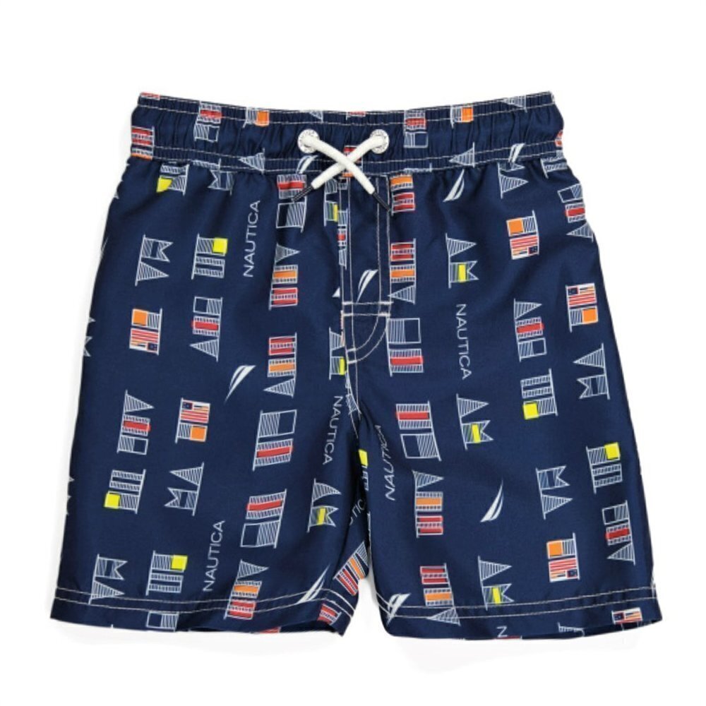 NWT Nautica Little Boys Edgy Flag UPF 50+ Protection, Swim Trunks